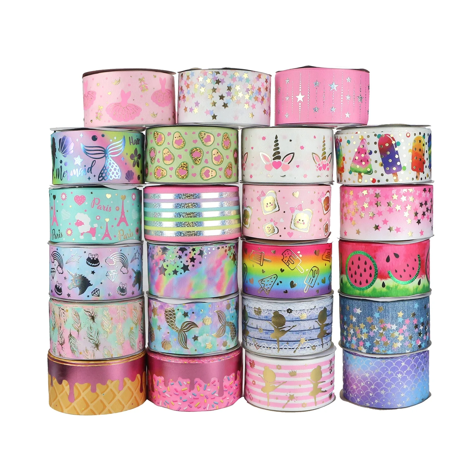 

Midi Ribbon Listones Various Hot Sale Foil Ink Printed 3" 75mm Grosgrain Ribbon For Hair Bows DIY Crafts, Request