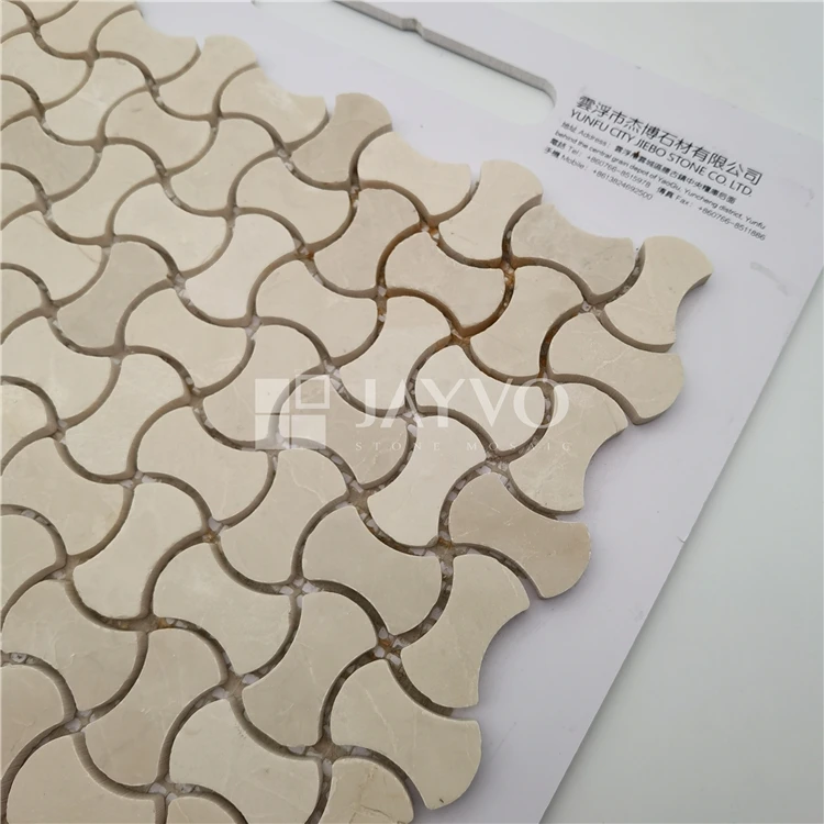 New Beige Creamy Marble China Stone Mosiac Tiles Bone shape New Style Tile for Spa Swimming Pools