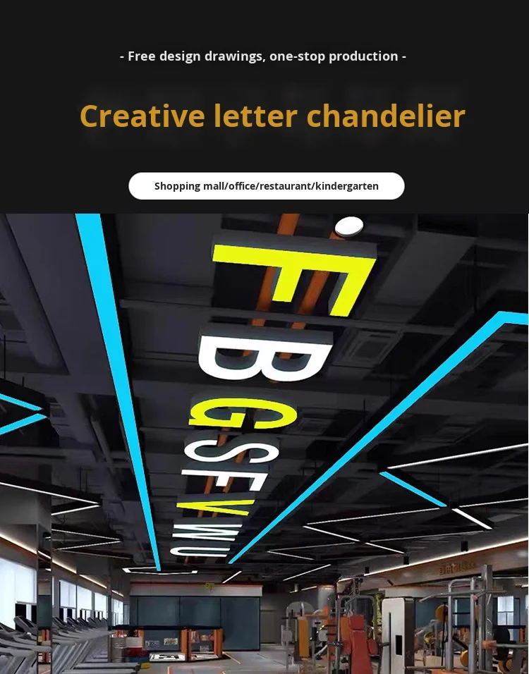 product modern style letter shaped led ceiling chandelier customized design for kindergarten studio library classroom-0