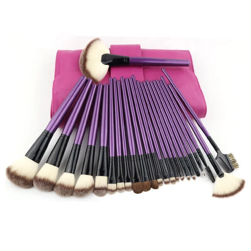 professional nylon pink 32 pieces 32 makeup brushes customized high quality 32pcs makeup brush