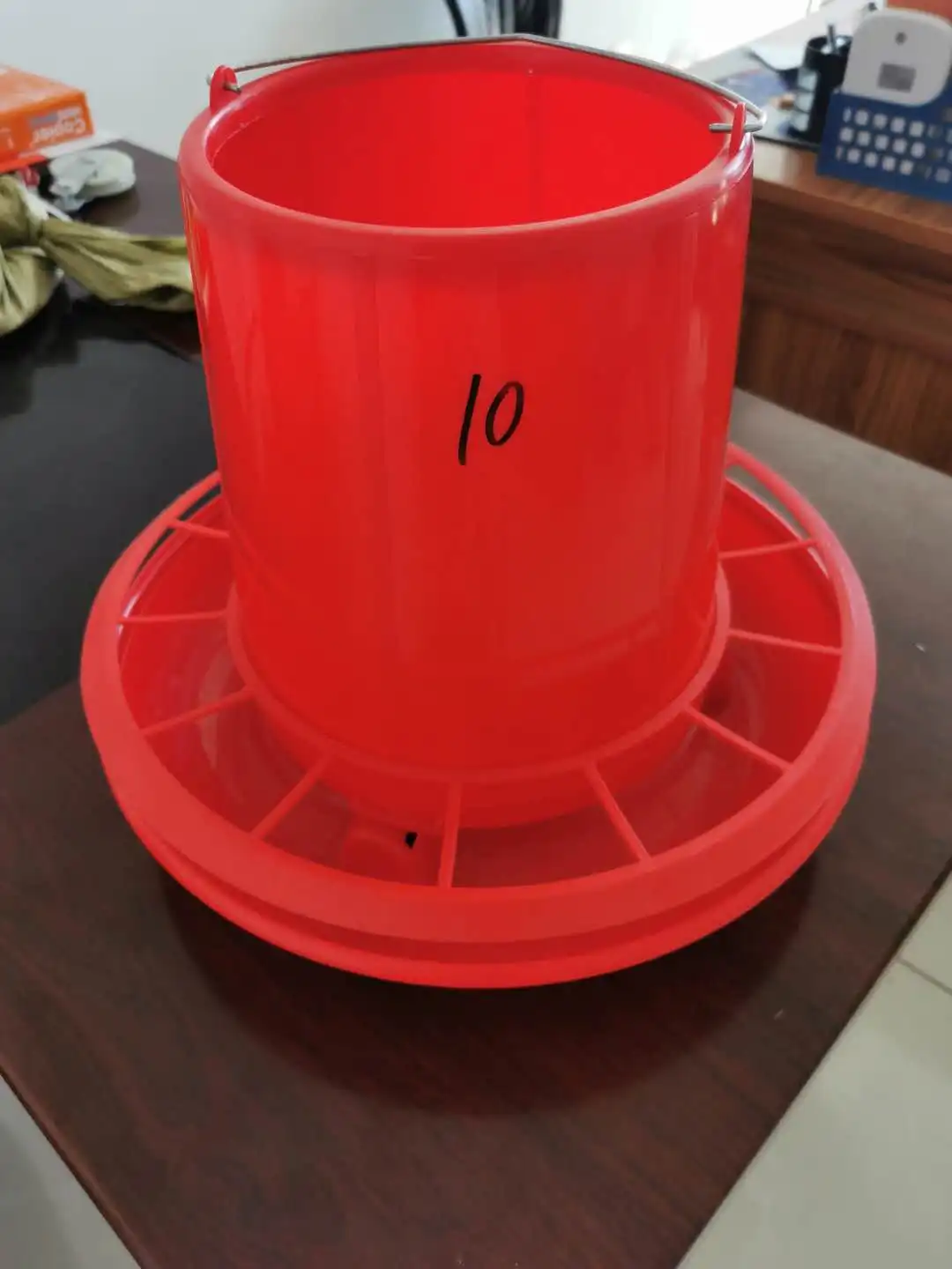 10KG Plastic Hanging Feeder Chicken Feeding Line Parts Red