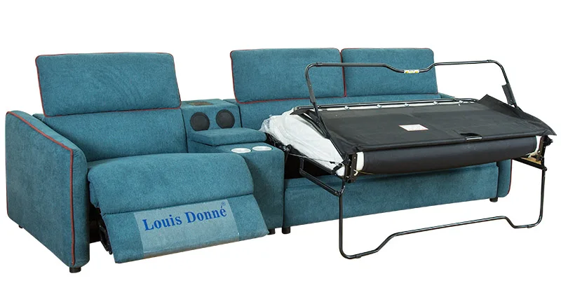 Modern Smart U Shape Dark Green Lazy Pull Out Electric Reclining Sofa