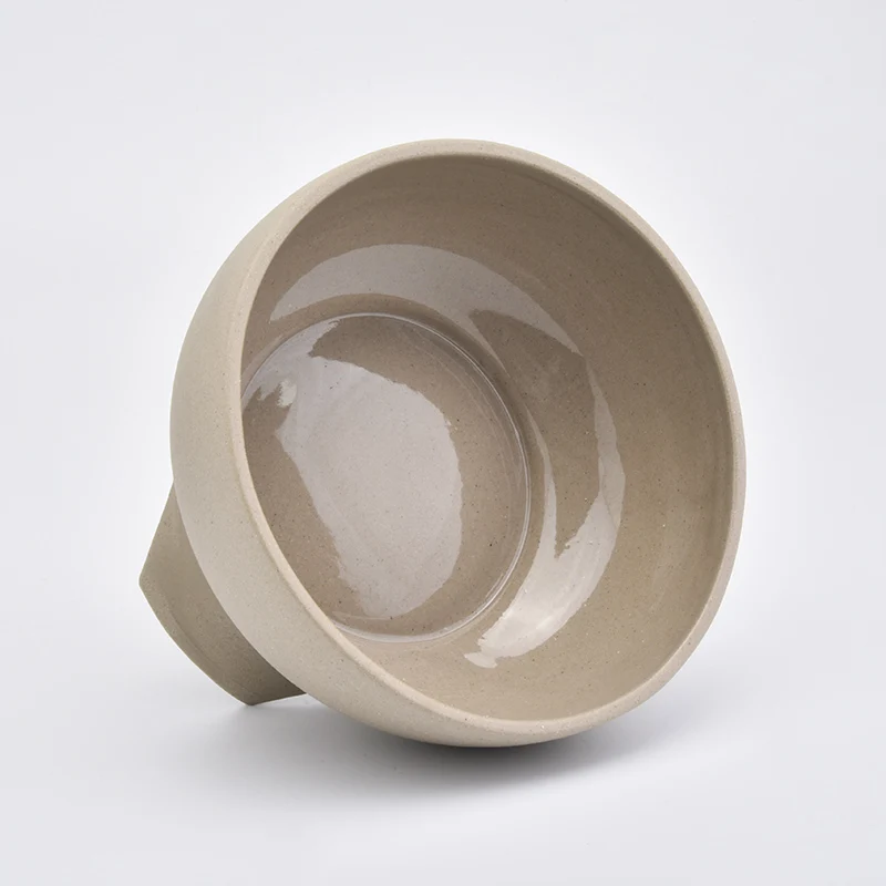 Large Footed Sandy Ceramic Candle Holder Home Decoration Centerpieces