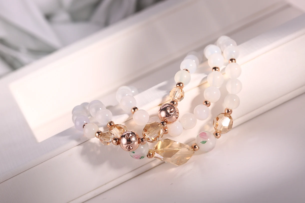Glass bead bracelet High quality stone jewelry factory lady gift beaded bracelet(图3)