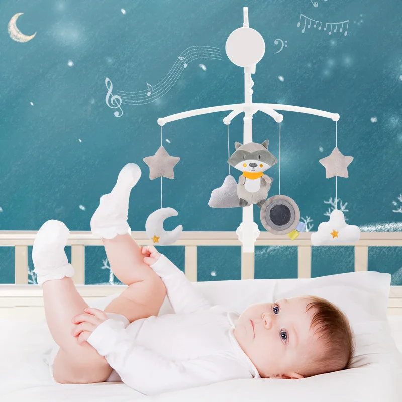Infant Bed Decoration Toy Hanging Rotating Bell Nursery Bed Bell With Arm And Melodies For Gi Baby Musical Crib Mobile Plush Bed Bell With Arm Interactive Nursery Toys For Boy Or Girl Babies Bed Room 