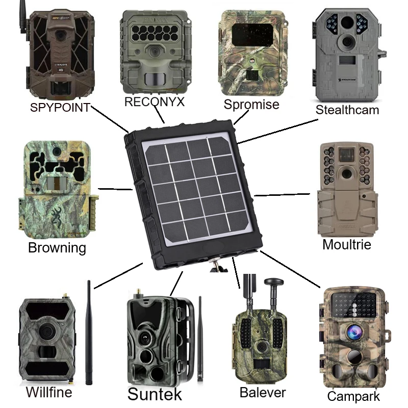 6v/9v/12v 8000mah Hunting Trail Cameras Solar Panel Charger Wg8000 For