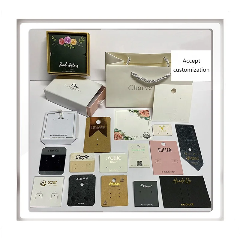 Branded jewelry display cards with custom printing Custom earring cards with branded logo design in various shapes