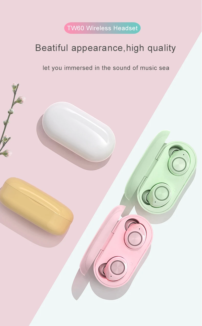 2020 Christmas gifts new promotion electronics bluetooths 5.0 wireless earphone headphones tw60 tw70 tws wireless earbuds - ANKUX.COM