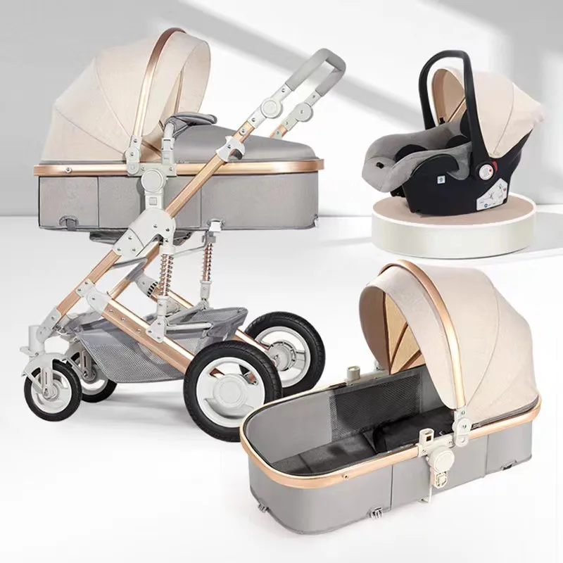 Customized New Model High Quality Luxury Travel System Baby Stroller 3 Į 1 With Car Seat Folding Easy To Carry For 0-3 Years