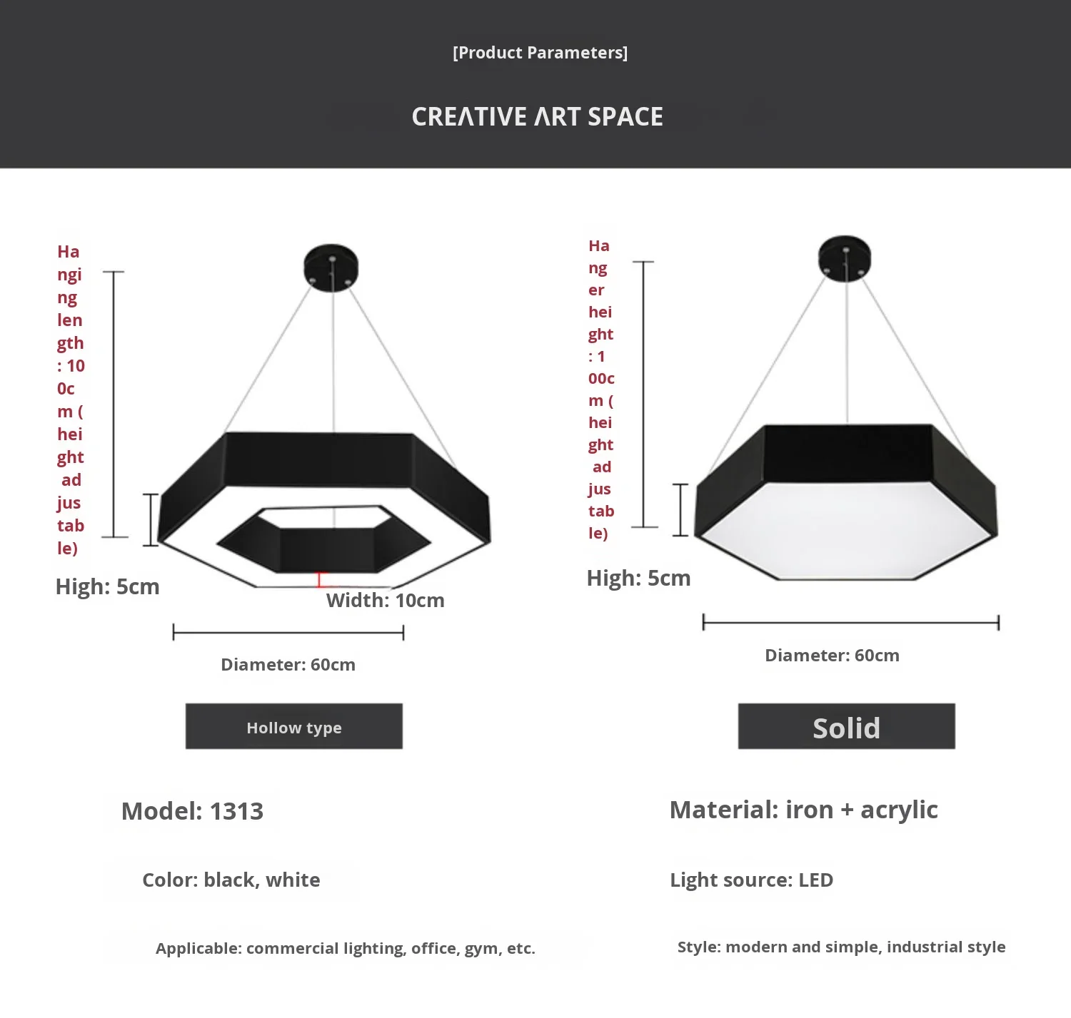product hexagonal iron pendant light led creative honeycomb shape lamp billiard hall internet cafe gym lounge ambient light high-12