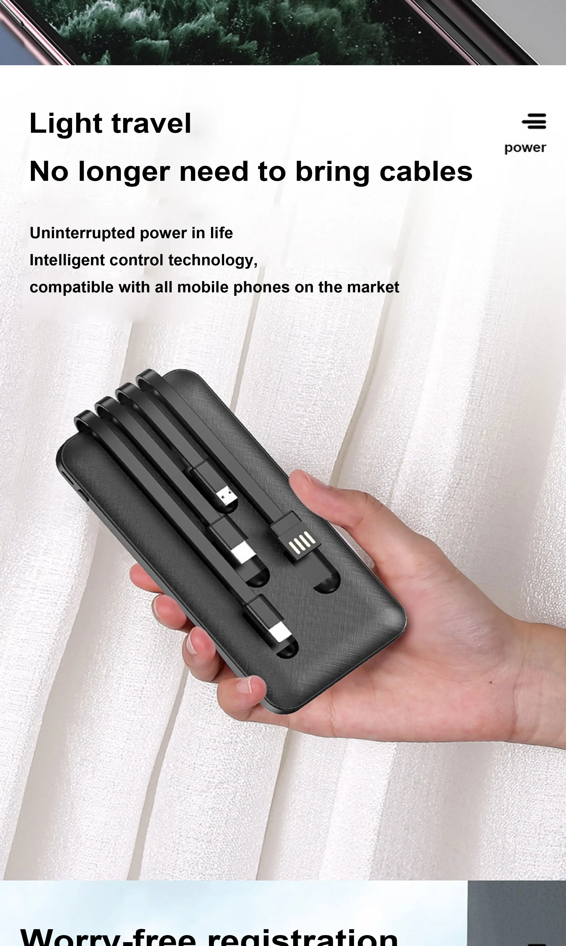 2020 Fashion Sports/Travel USB charging cable power banks, fast charging power bank , Portable 4 in 1 Slim Powerbank 20000 mah - ANKUX.COM