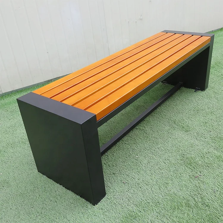 Hot Sale High Quality Outdoor Wooden Bench Garden Park Bench Galvanized Steel Backless Seating