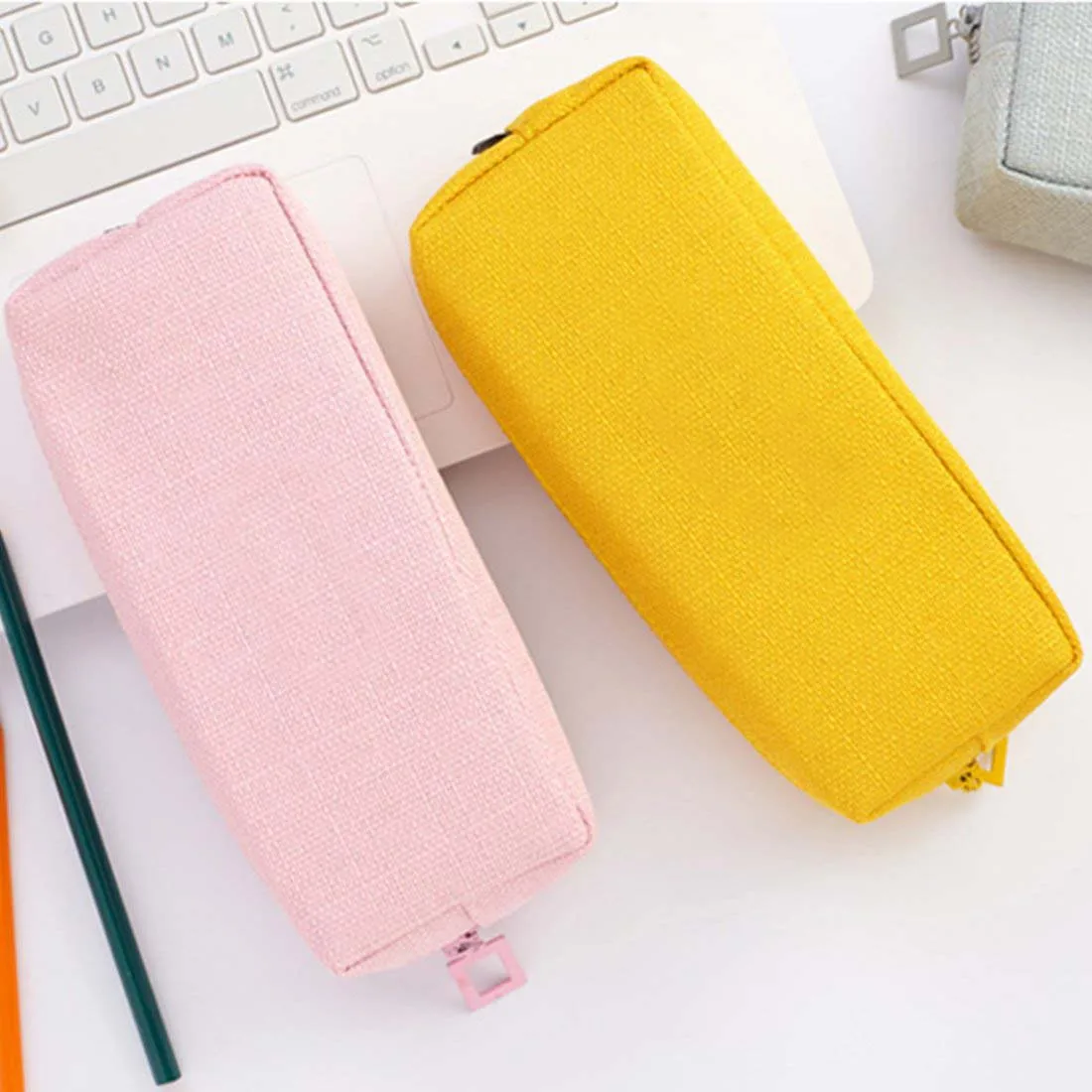 纯棉亚麻布艺大容量手提笔袋笔袋时尚笔袋