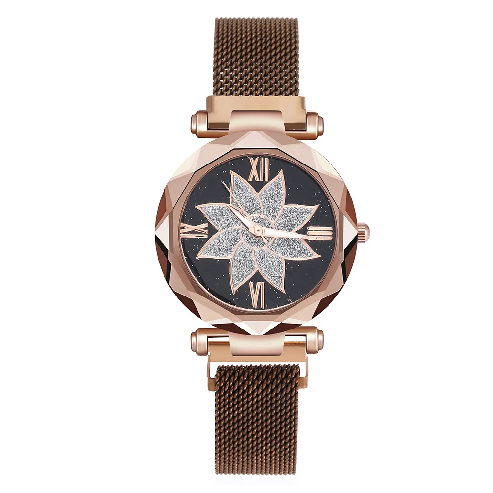 2019  New TW271 Luxury Sky Rome Dial Magnetic Watch For Women Casual Alloy Mesh Watches Party Accessory