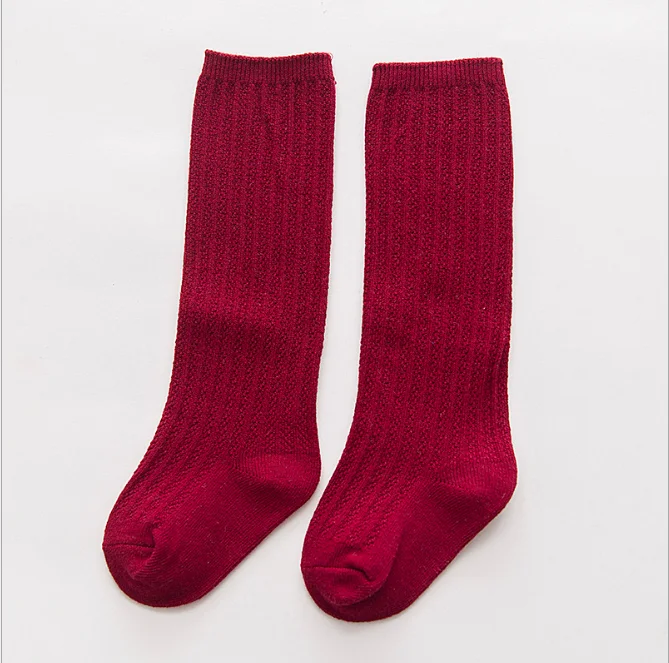 Colorful Baby Knee High Socks Solid Color For Crawling Cotton Knitting