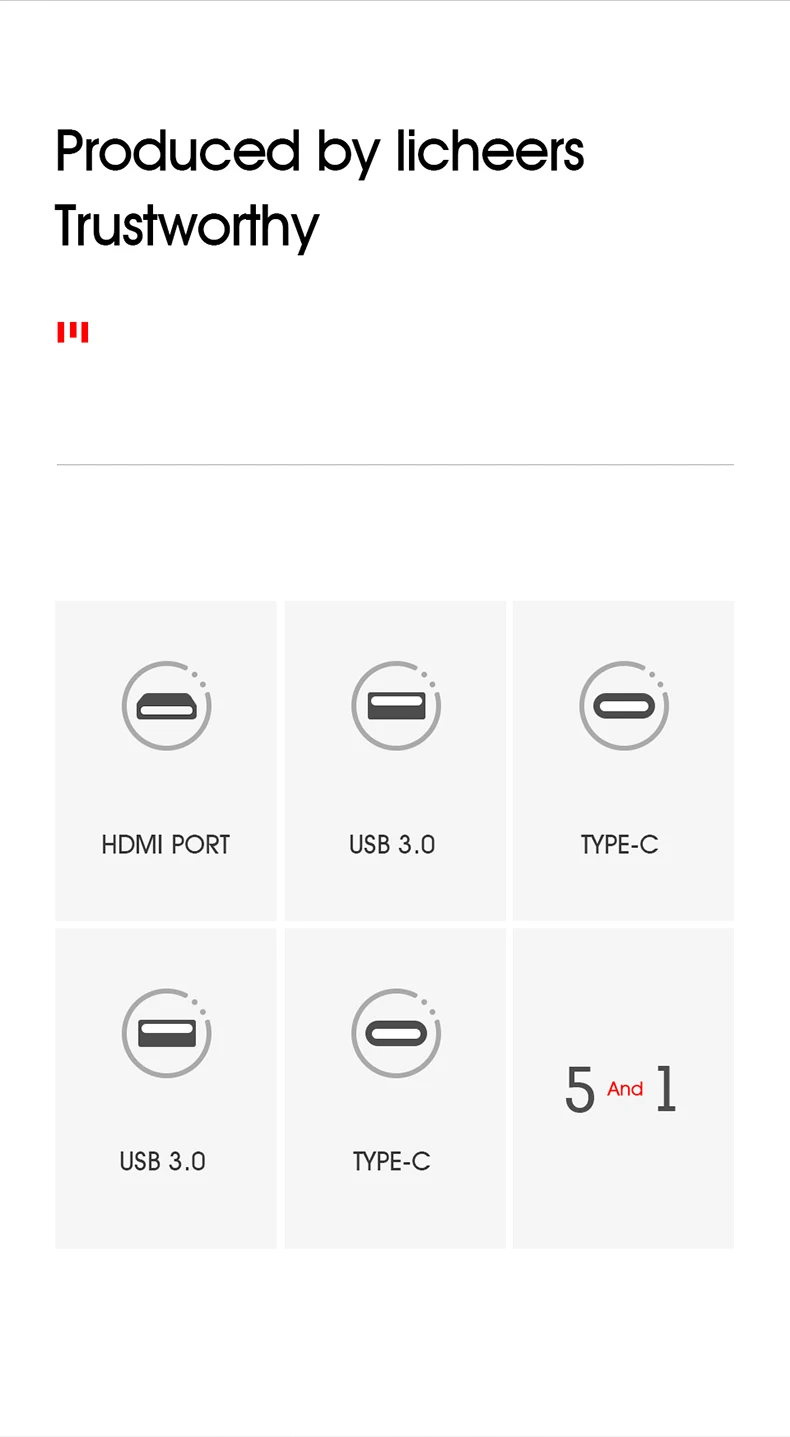 Licheers HD/USB3.0/PD usb 3.0 hub new design usb hub 5 port usb c hub