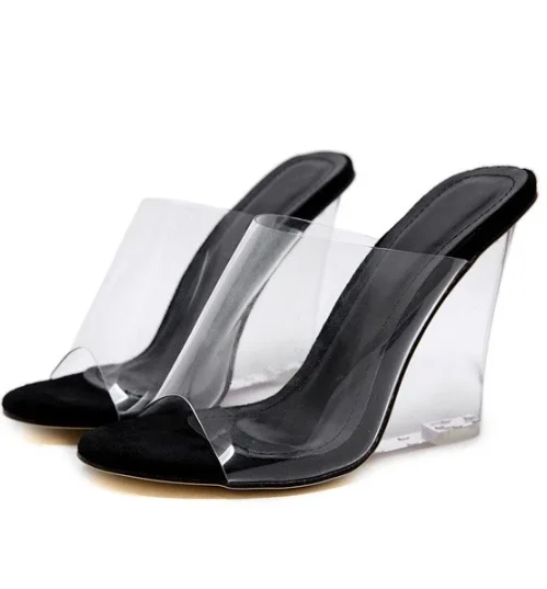 clear plastic wedge sandals