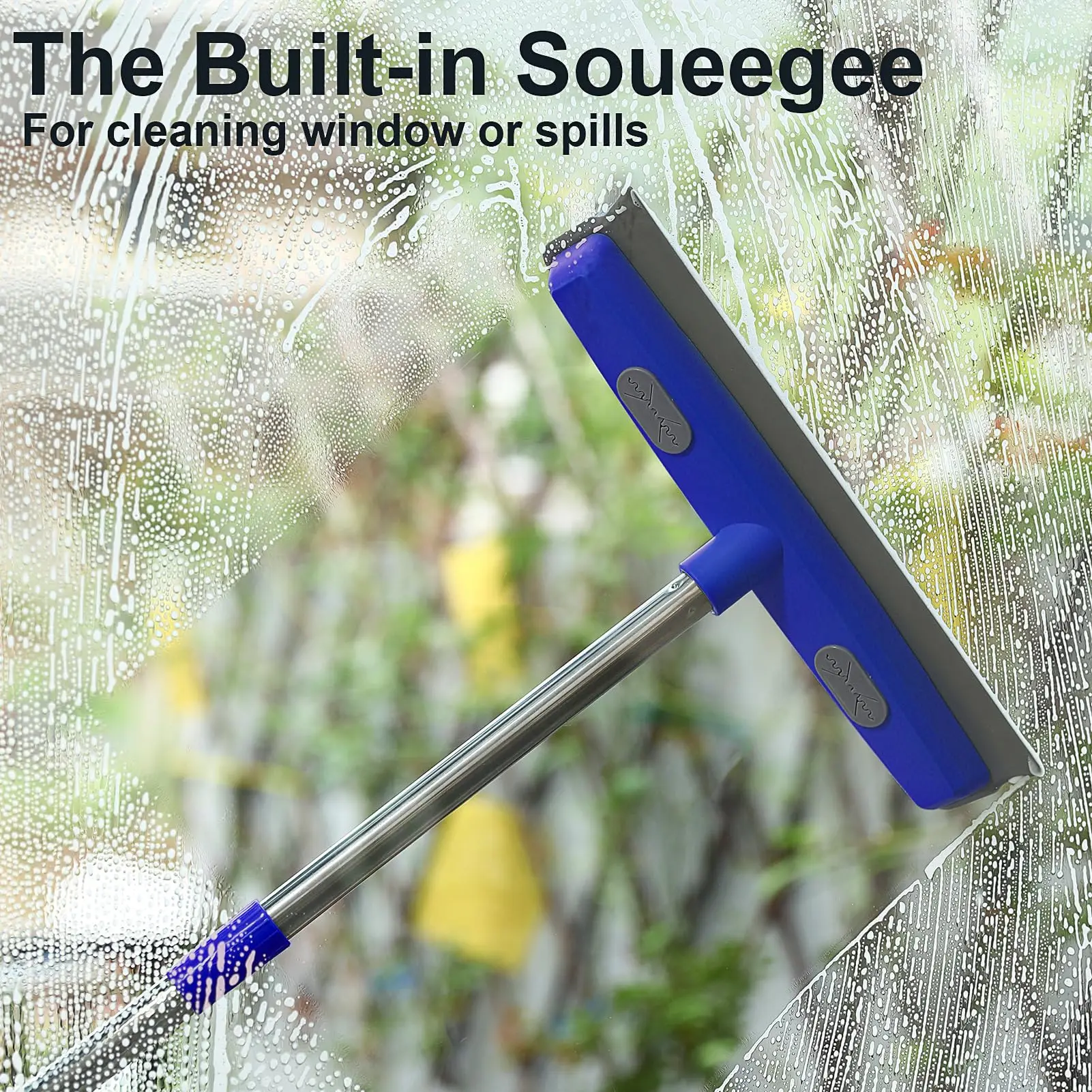 Rubber Broom With Squeegee For Carpet Pet Hair Remover,Portable