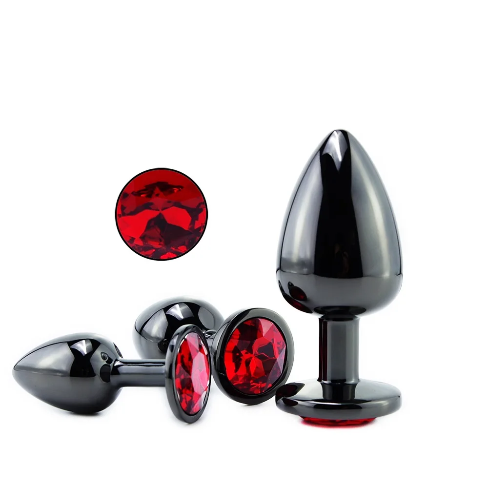 Sex Product Gunmetal Jewelry Metal Anal Plug Butt Plug Set 3 Different