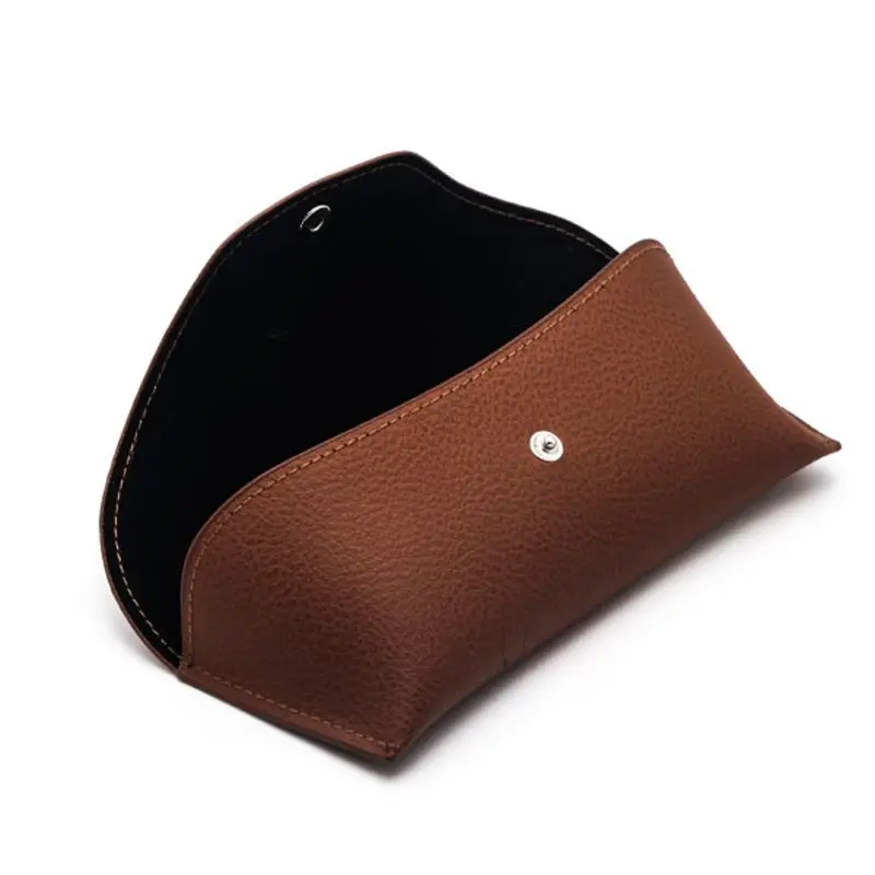 Retro lightweight portable pu leather glasses bag with metal buckle