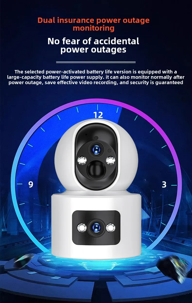 ICAM365 3MP Smart Network IP Camera Dual Wide Angle Pan-Tilt CMOS Sensor Night Vision & Two-Way Audio Cloud Memory Card Storage