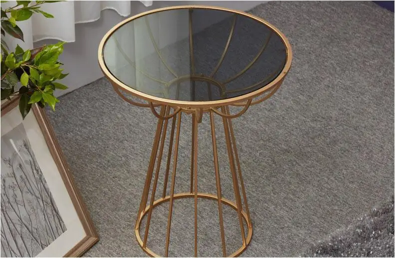 Custom furniture cast iron table base with glass top round coffee table