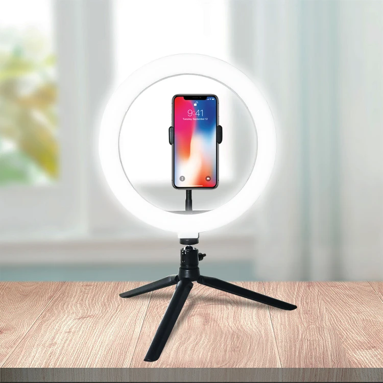 Led Ring Light 10" With Tripod Stand For Youtube Video And Makeup,Led Camera  Light With Cell Phone Holder Desktop Led Lamp - Buy 10" Selfie Ring Light  With Tripod Stand & Cell