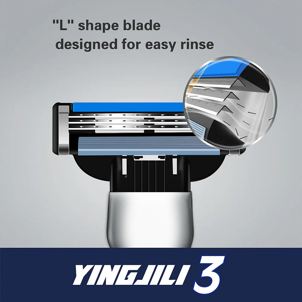 Metal Handle System Rasoire For Man Shaving Razor Blade Shaver 3 Blade