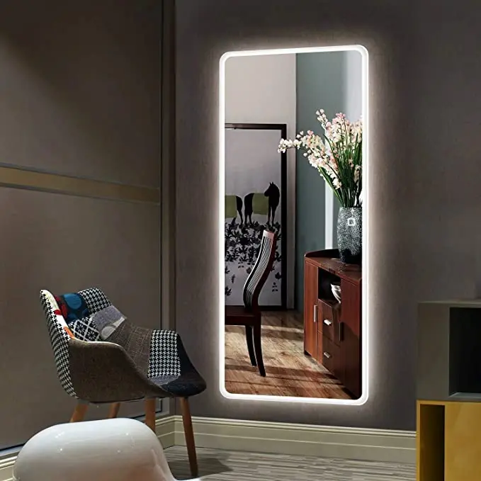 High Quality Mirror Led Full Body Mirror Iron Frame Living Room Concave