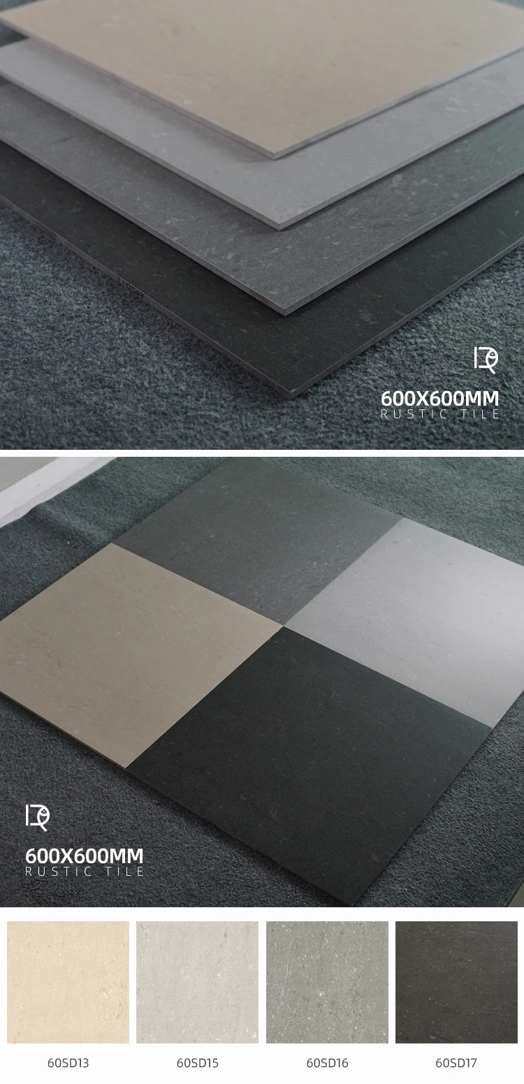 Foshan wholesale interior grey porcelain tile 60x60 cm 600x600 rustic matt non-slip gray glazed porcelain tile