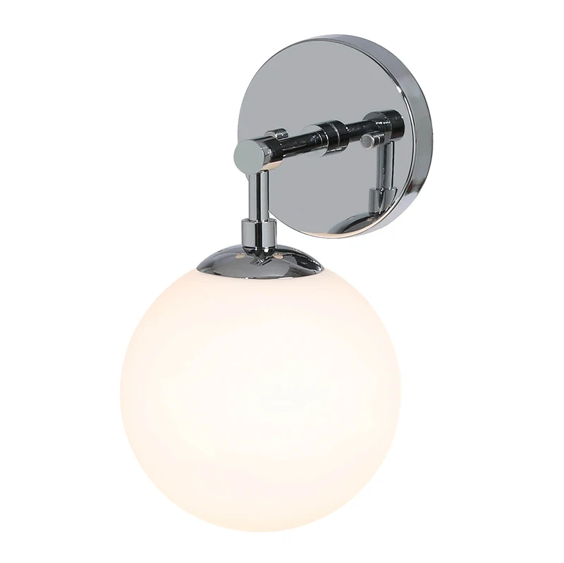 Indoor Modern Wall Sconce Globe Glass Wall Light 1 Light Chrome Bathroom Vanity Light for Bathroom & Bedroom