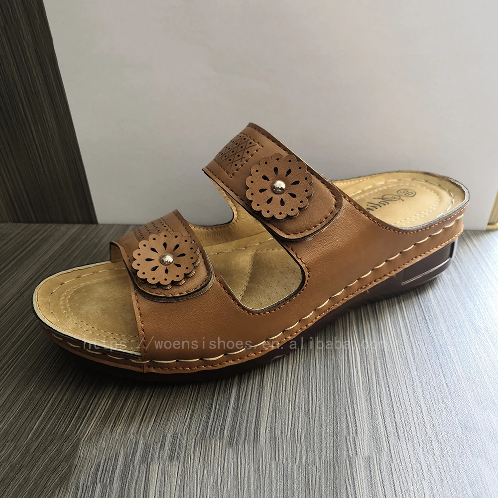 new design women wedge heel sandals comfort slides ladies summer sandal
