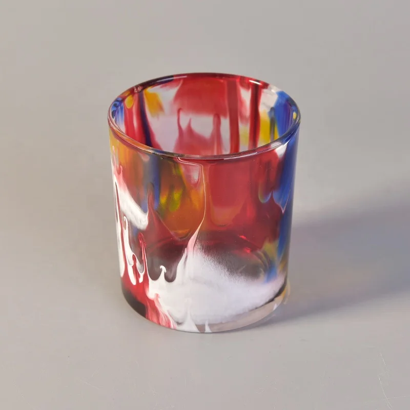 Cylinder customized printing candle container votive glass candle holder home decor wholesale