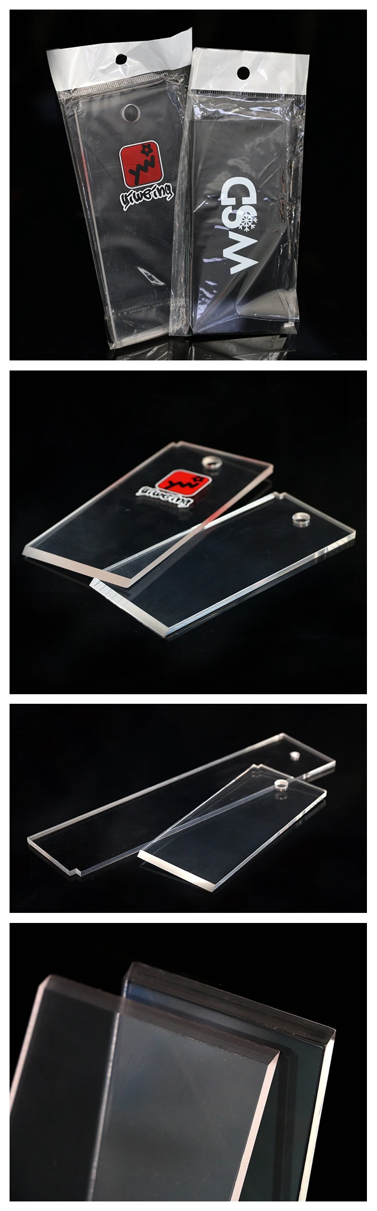 Customized size logo clear acrylic ski wax scraper