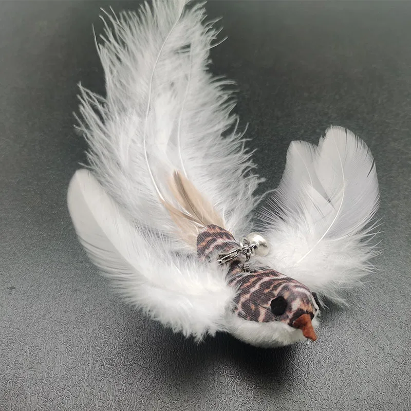 Feather bird toy in use