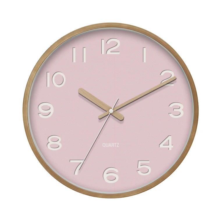 China Manufacture 12 Inch Weave Pattern Wooden Style Wall Clock Chinese