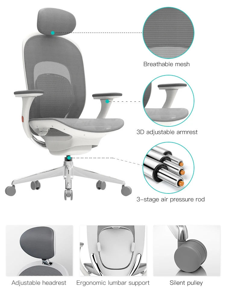 Üretici Ticari Mobilya 3d Ayarlanabilir Fileli Sandalye Yüksek Geri