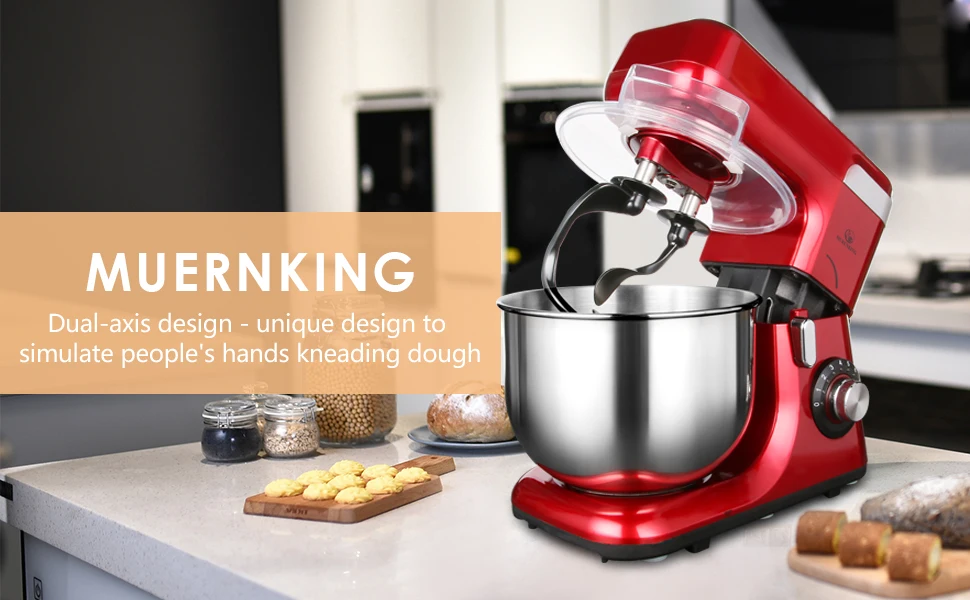 Very cost-effective multifunctional red stand cake mixer in Kitchen 5.5L 1200W