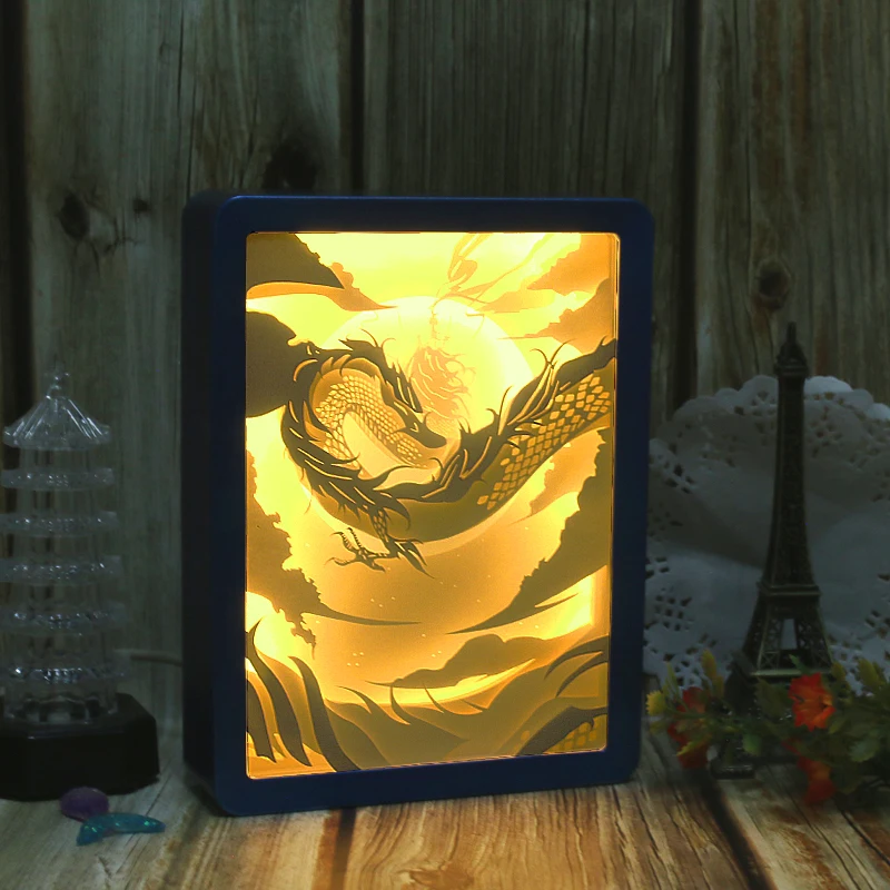 创意生日礼物 usb 电缆夜灯装饰影子框 farmes 3d 纸切灯盒