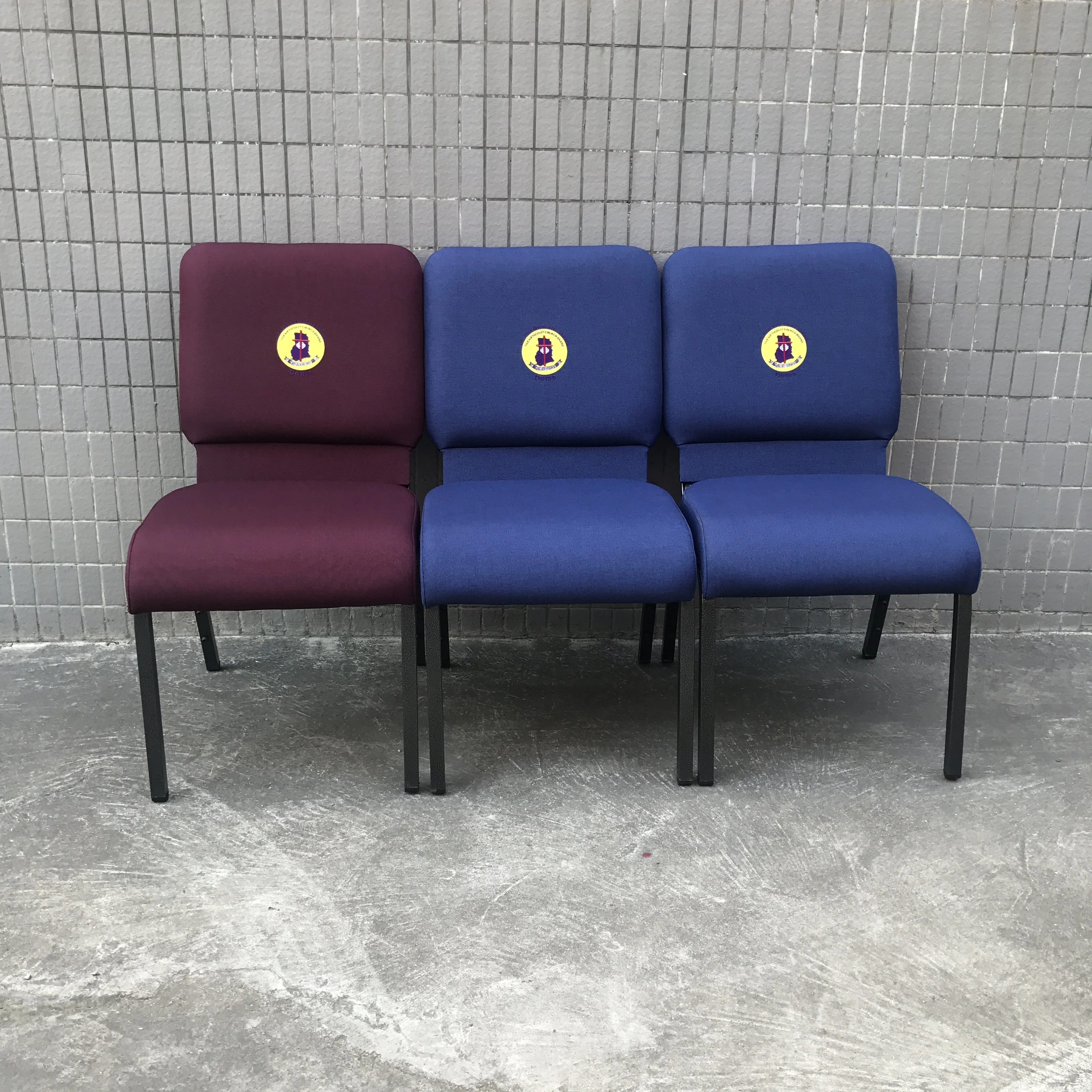 Stacking Purple Upholstered Church Chair Chaurs Church Used