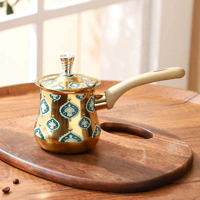 Turkish Style Coffee Warmer — Green Medallion Pattern