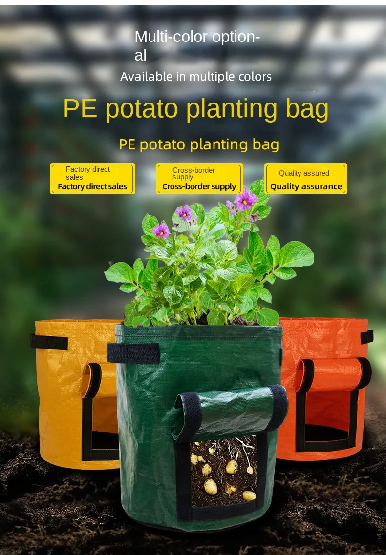 product wholesale factory green pe planting bag for outdoor gardening breathable beauty bag for potato fertilizer grow grow bag-2