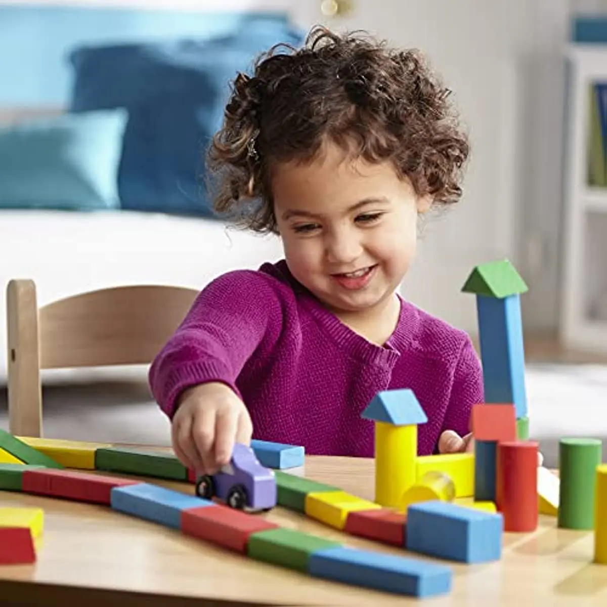 Wooden Building Blocks Set - 100 Blocks In 4 Colors And 9 Shapes ...