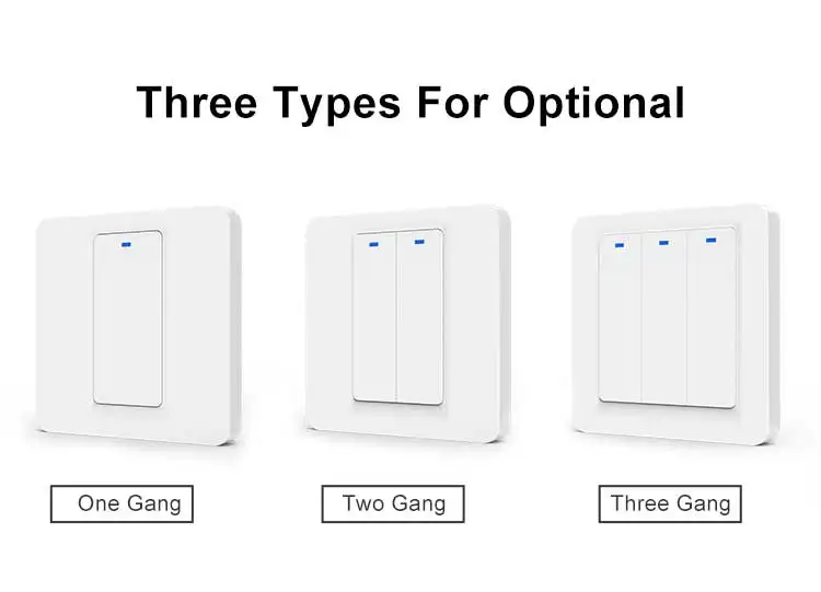 Remote Control 3 Gang 1 Way Wall Switch WiFi Wall Light Switch Compatible Google Alexa