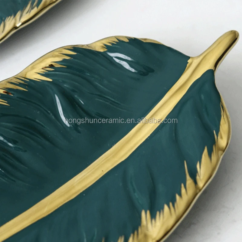 European-style ceramic tableware creative banana leaf plate snack plate storage tray storage plate