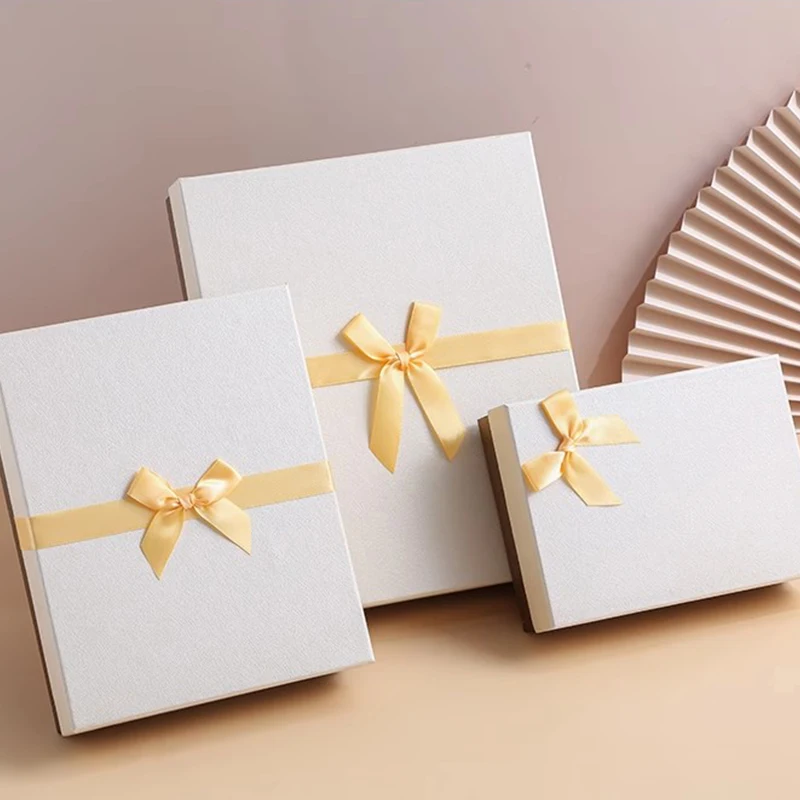 Custom Logo Cardboard Box Packaging Present Storage Treat Box Party Favor Black Gift Box With Bowknot supplier