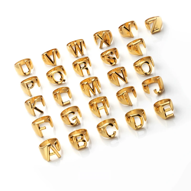2019 New Alphabet A- Z Letter Stacking Rings Wide Chunky Irregular 