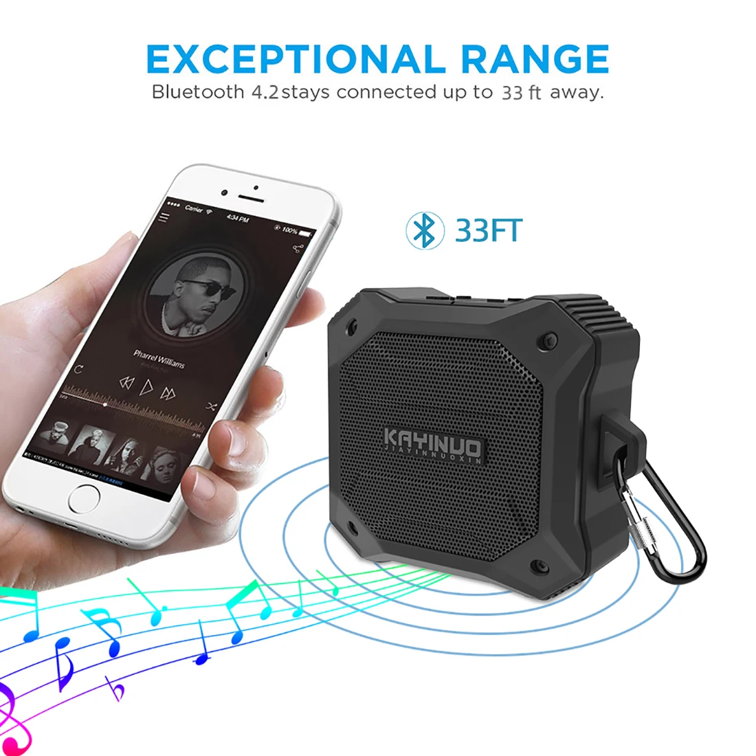 KAYINOW DF-520V High Quality IPX7 Waterproof and Shockproof Portable Bluetooth Speaker for Outdoor Sport - ANKUX.COM