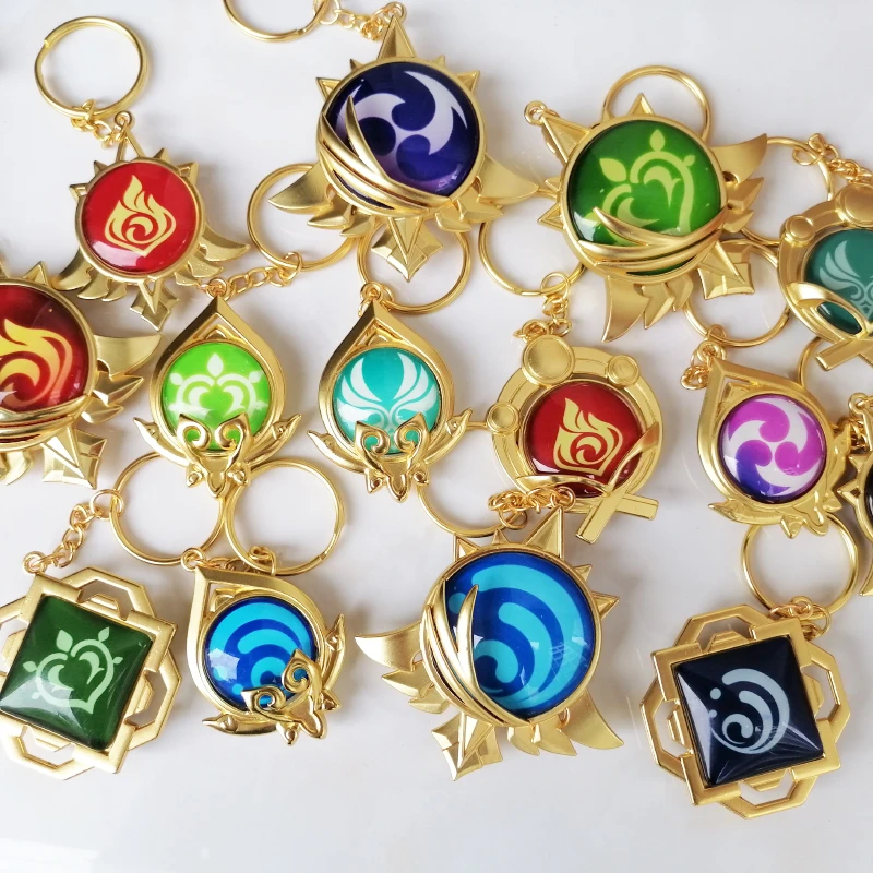 Genshin Impact Keychain Element God's Eye Vision For Men Car Key Chain