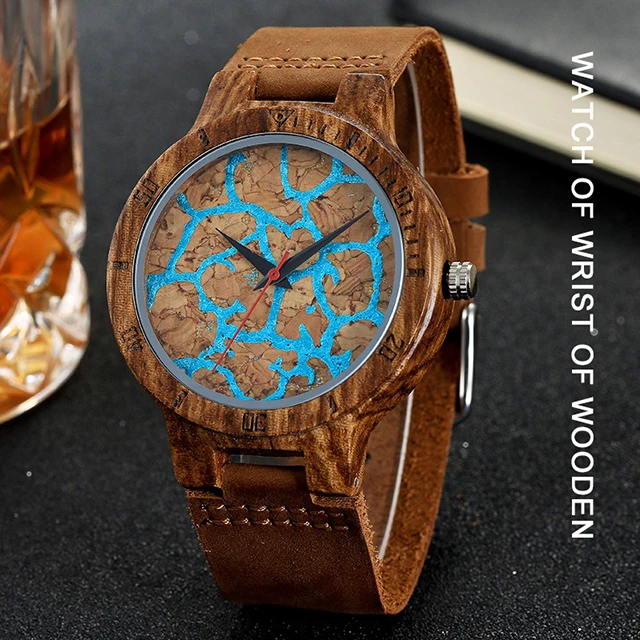 Watch with leather band
